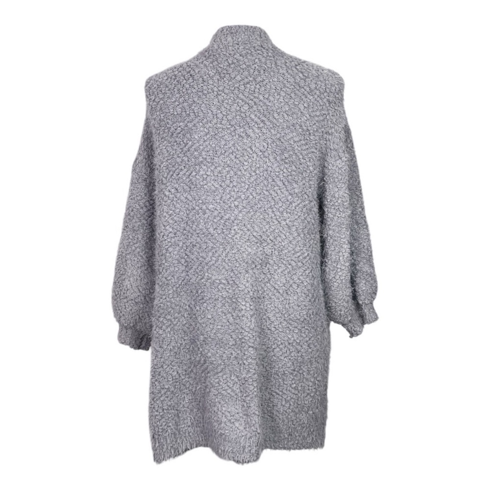 FRNCH Paris NWT Women's 3/4 Sleeve Solid Eyelash Oversized Cardigan Gray S/M - Picture 5 of 11